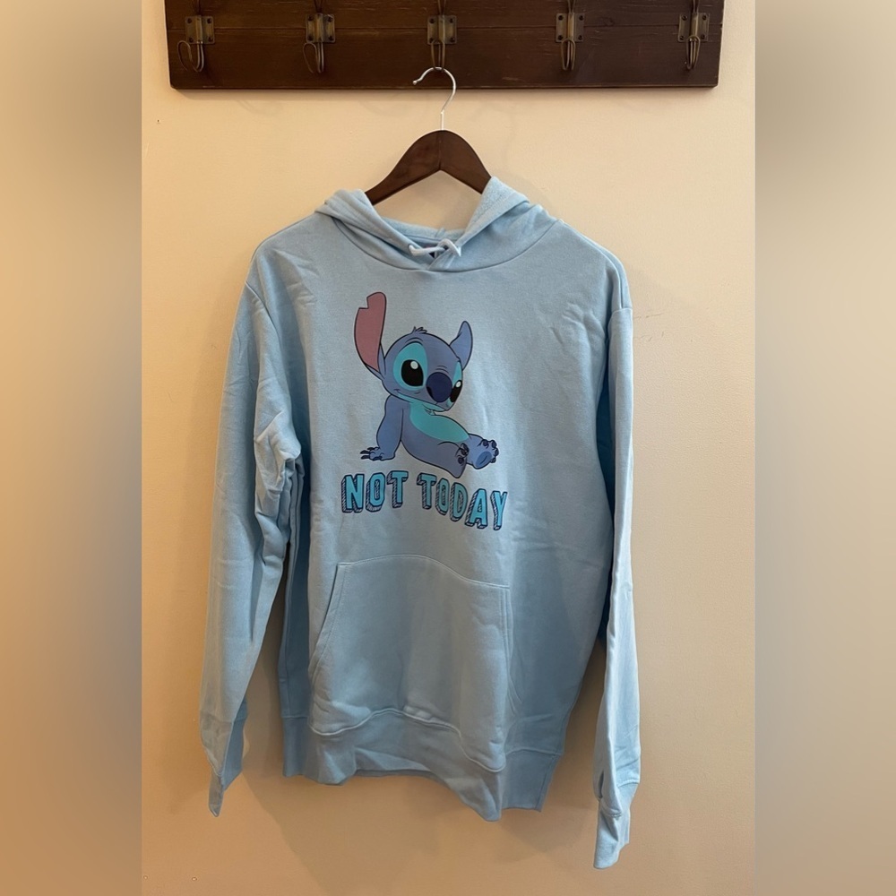 Disney Blue Not Today Lilo & Stitch Hoodie Size Medium - Picture 2 of 4